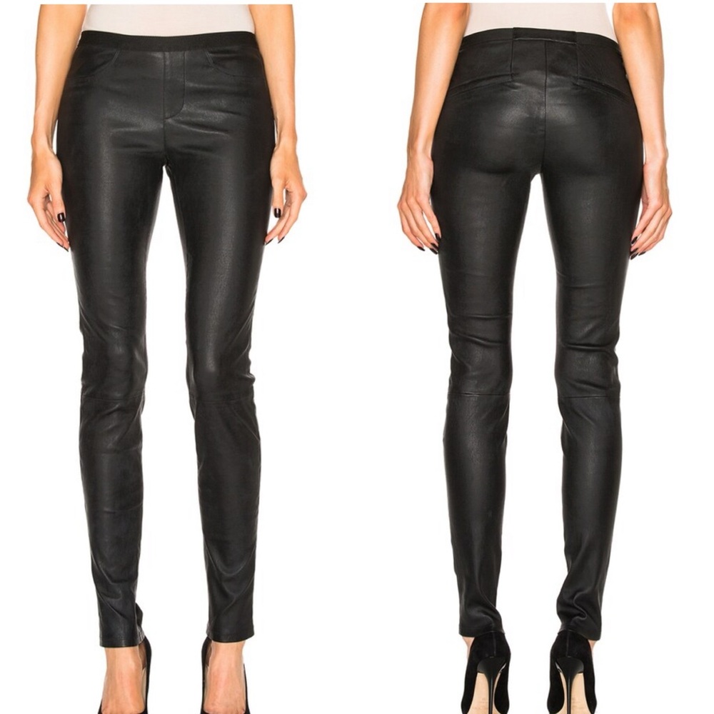 Helmut Lang Black Leggings Lamb Leather Pants Women’s Size 6 NWOT